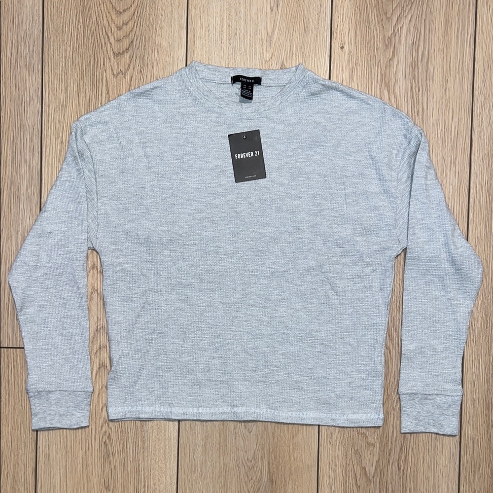 Forever 21 Light Gray Waffle Knit Top